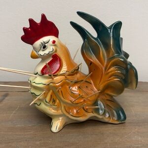 🐓 Vintage 30s-50s Ceramic Rooster Toothpick Holder/Display